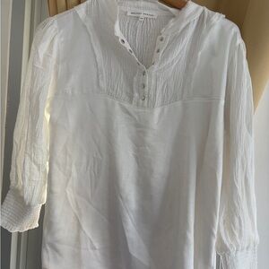 Melissa Nepton White Button-Up Women's Long Sleeve Blouse Size M